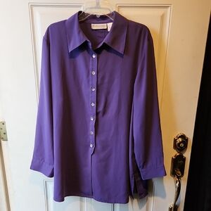 Dressbarn Purple Button-Up Blouse Size 2X
